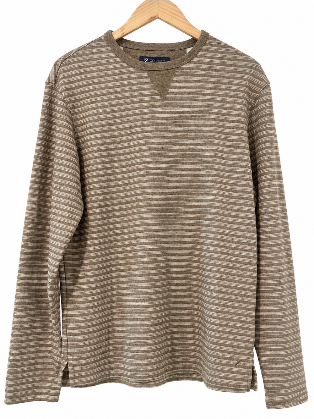 🖤 Cremieux Earth-Tone Striped Crewneck Long Sleeve Shirt | Men’s M